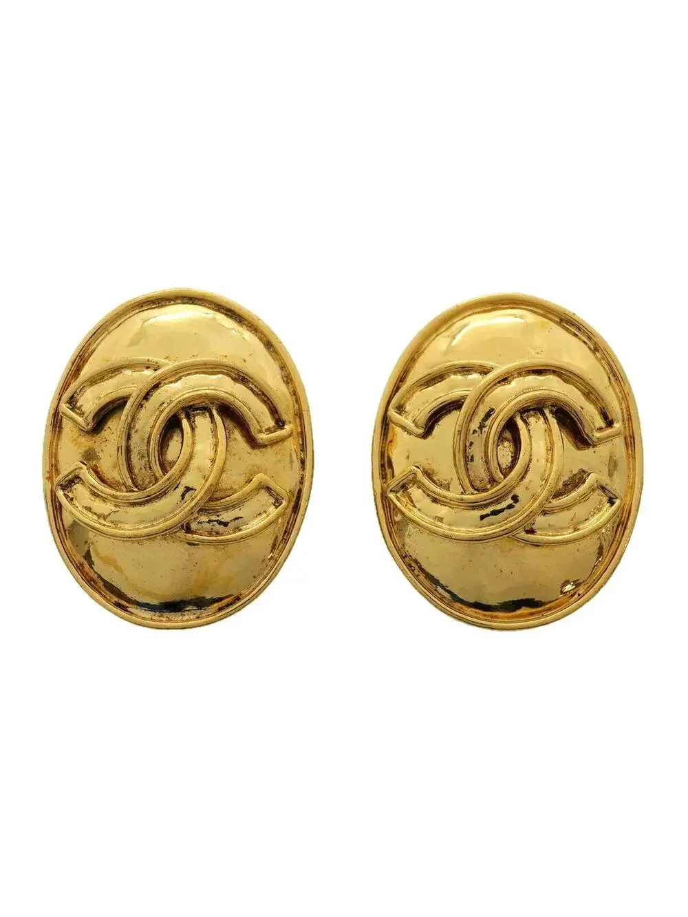 Chanel Cc Logo Oval Clip-On Earrings #357924C67B